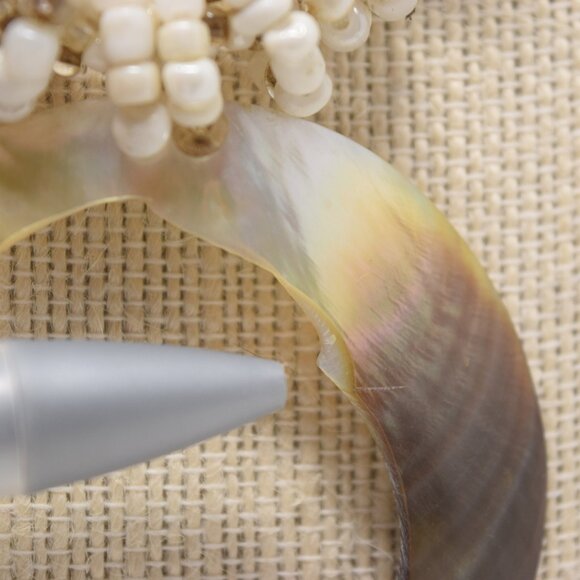 Handmade Shell Pendant Necklace Multi Strand Seed Beads Statement Beachy Mermaid - Picture 4 of 15